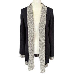 Pink Rose women's open cardigan sweater black and oatmeal size medium